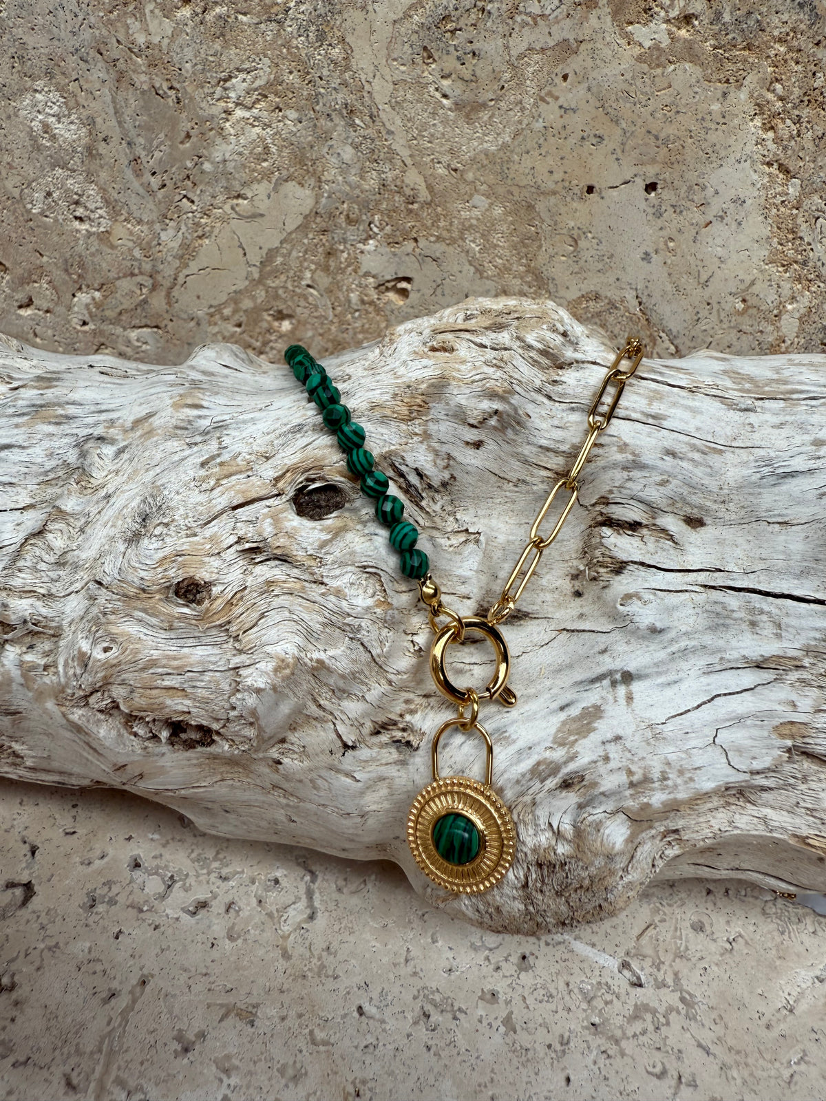 Gold & Green Symbol Necklace