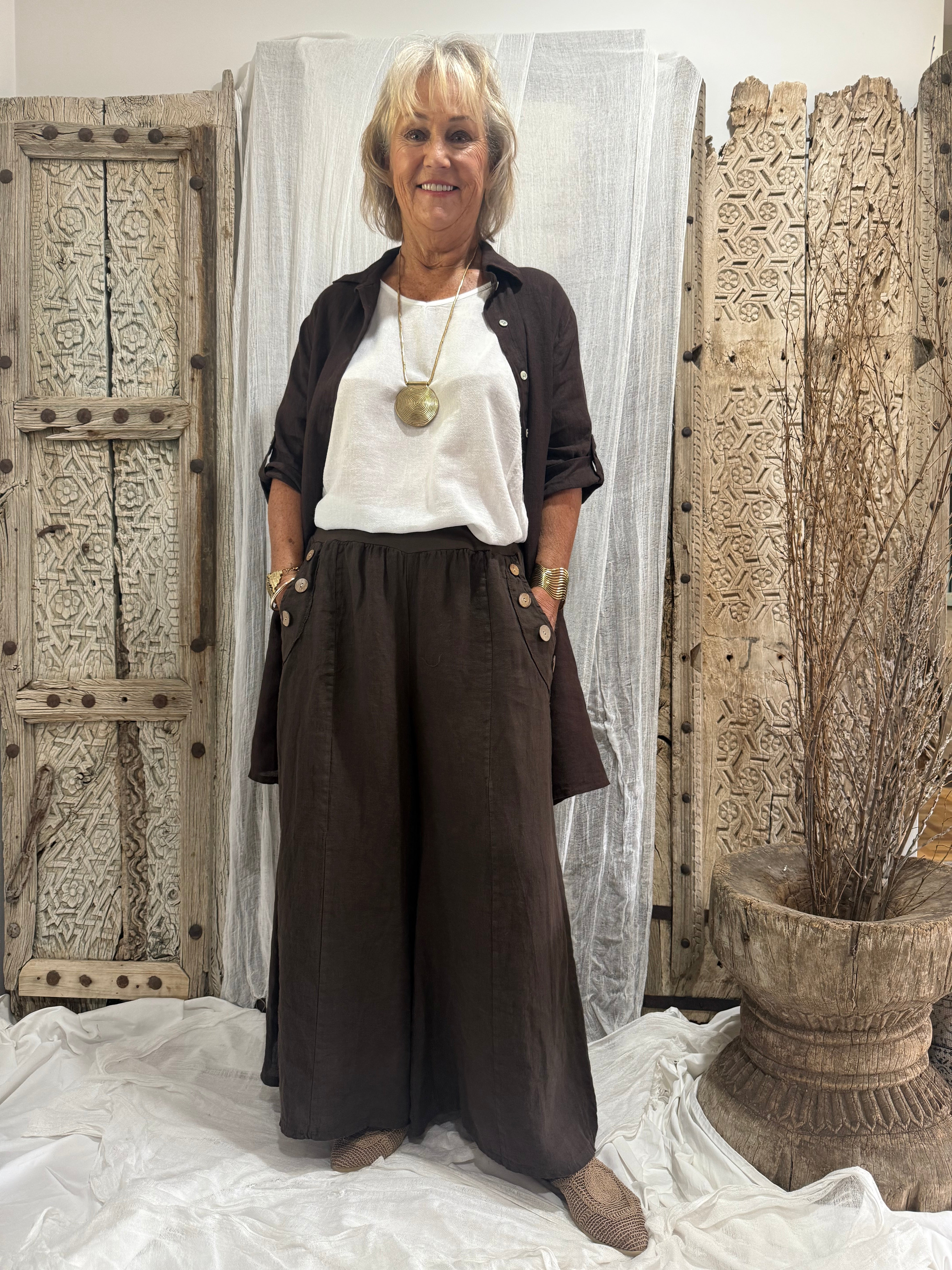 Aria Linen Button Pants