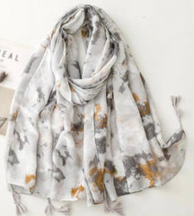 Scarf - Grey White and Gold