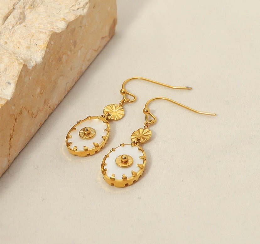 White & Gold Earrings