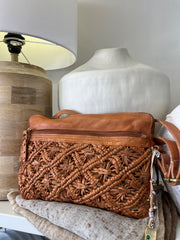 Vintage washed leather bag - Tan Boho