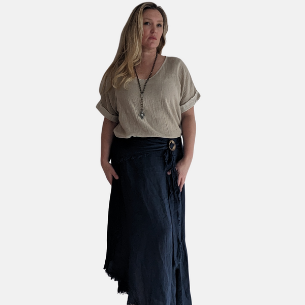 Anya Linen Fringe Skirt