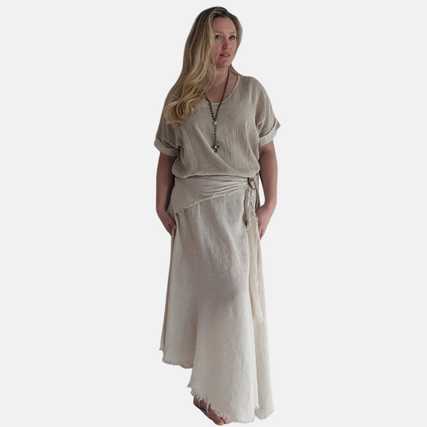 Anya Linen Fringe Skirt