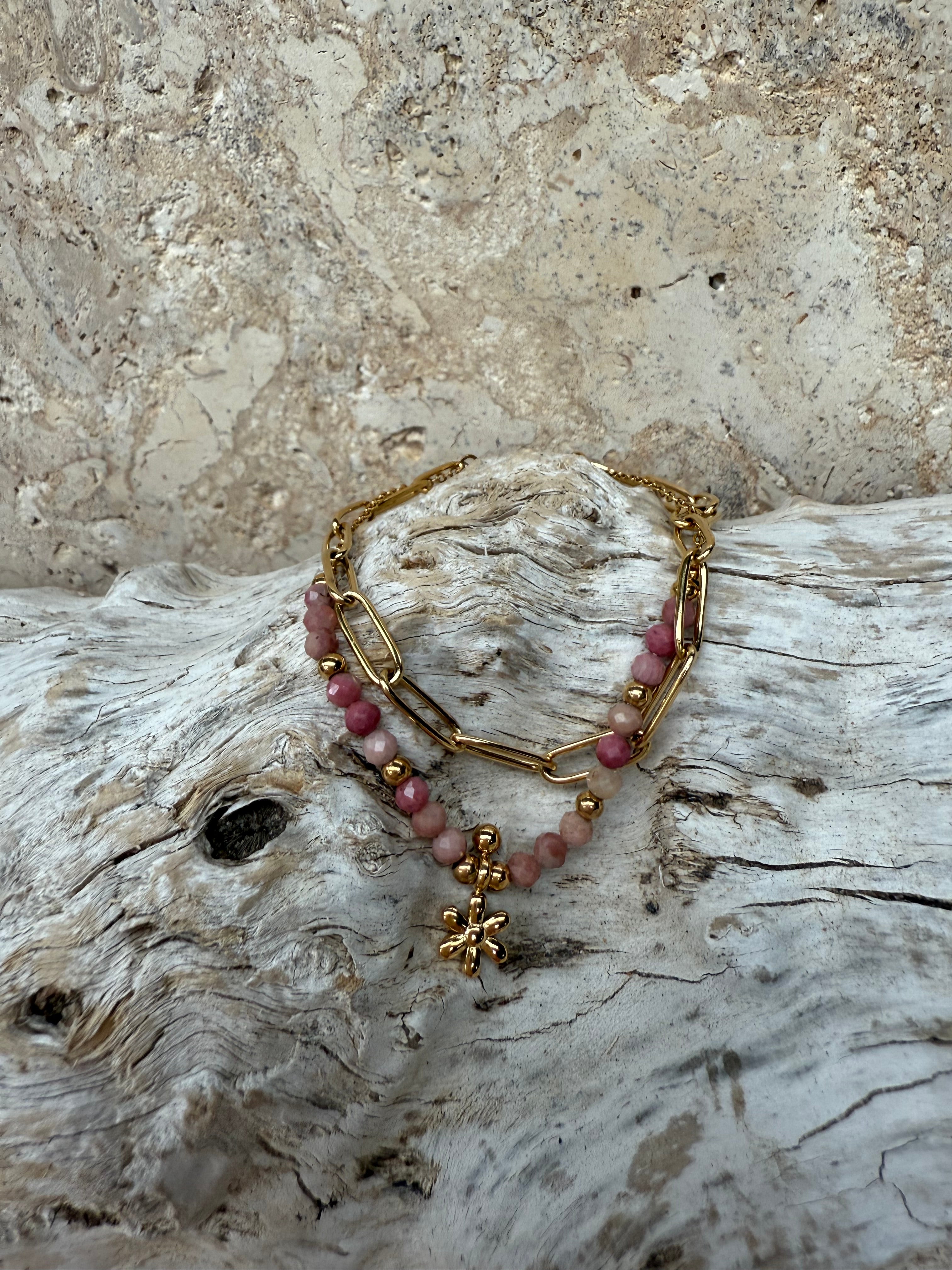 Pink Double Chain Bracelet