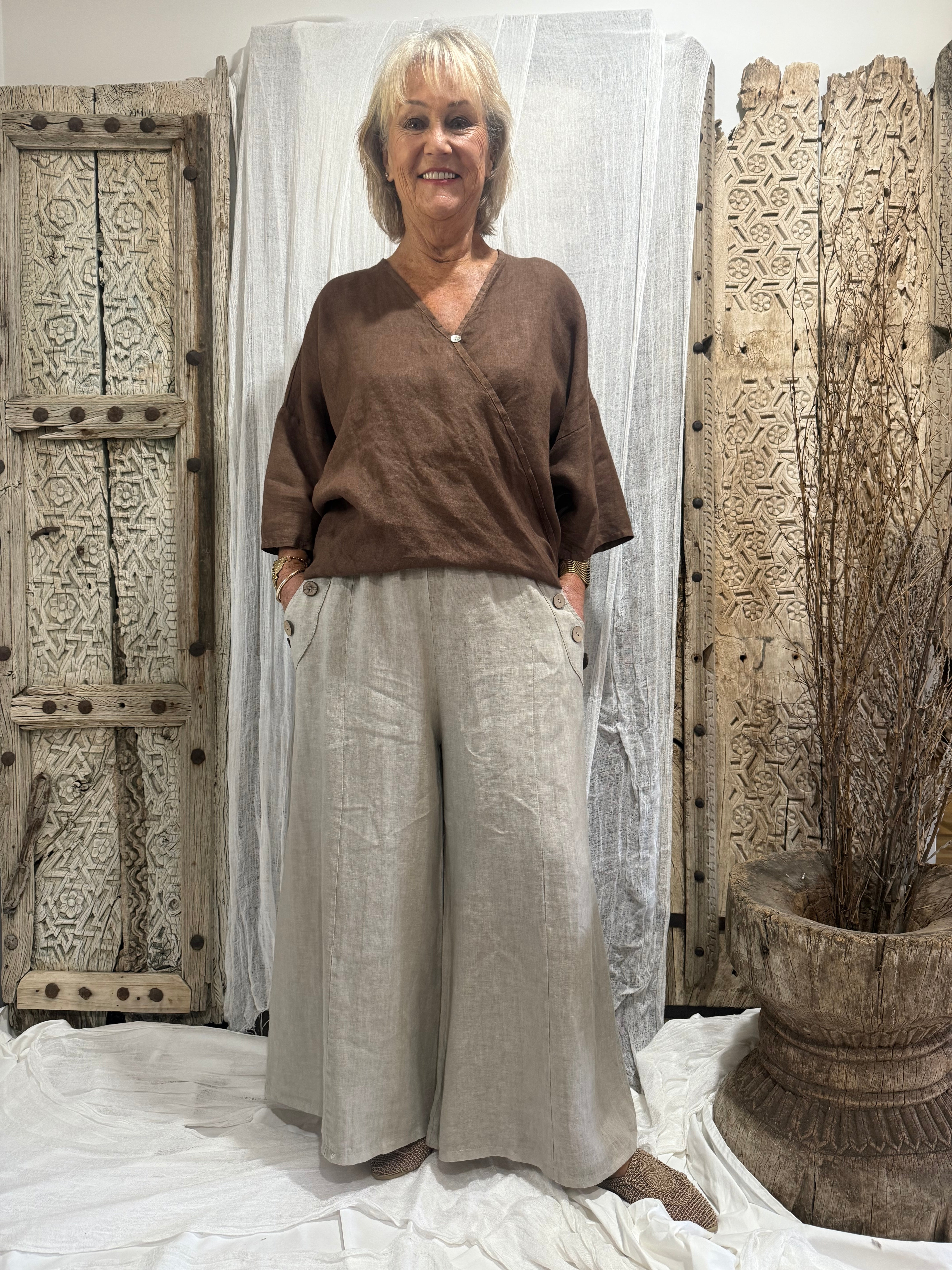 Aria Linen Button Pants