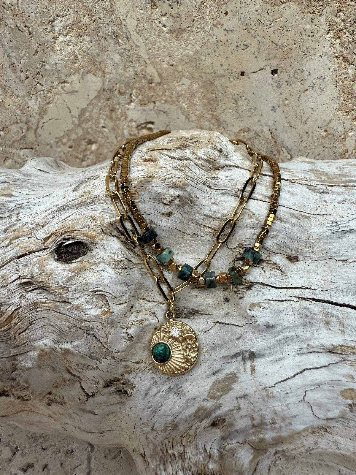 Green & Gold Symbol Bracelet