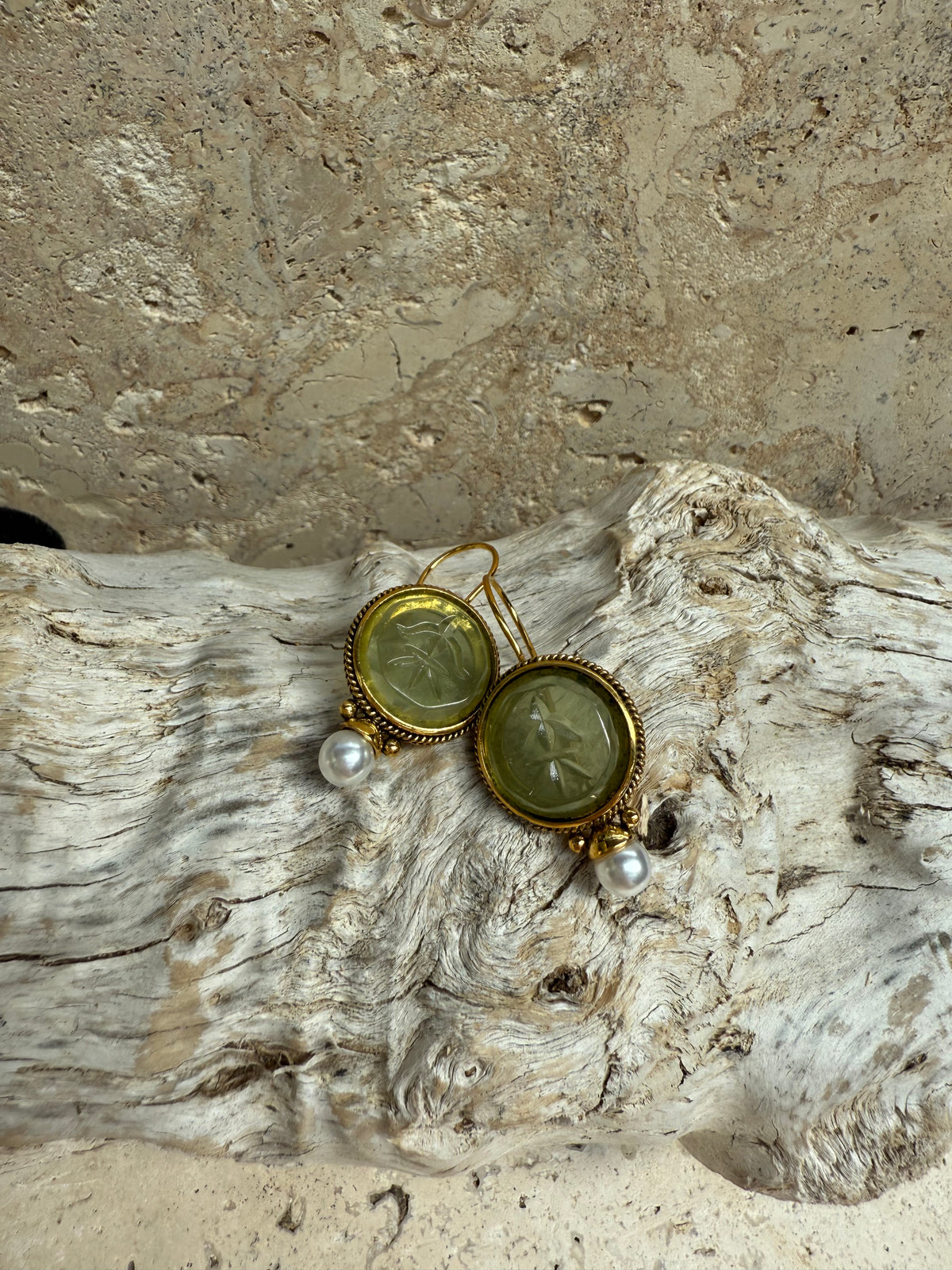 Green Round Earrings