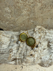 Green Round Earrings