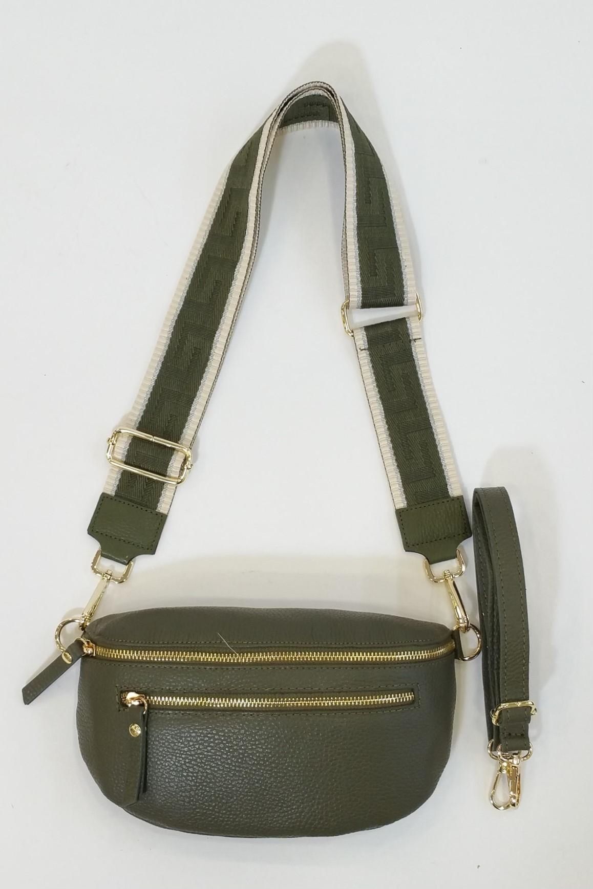 Khaki/White Crossbody Bag