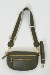 Khaki/White Crossbody Bag