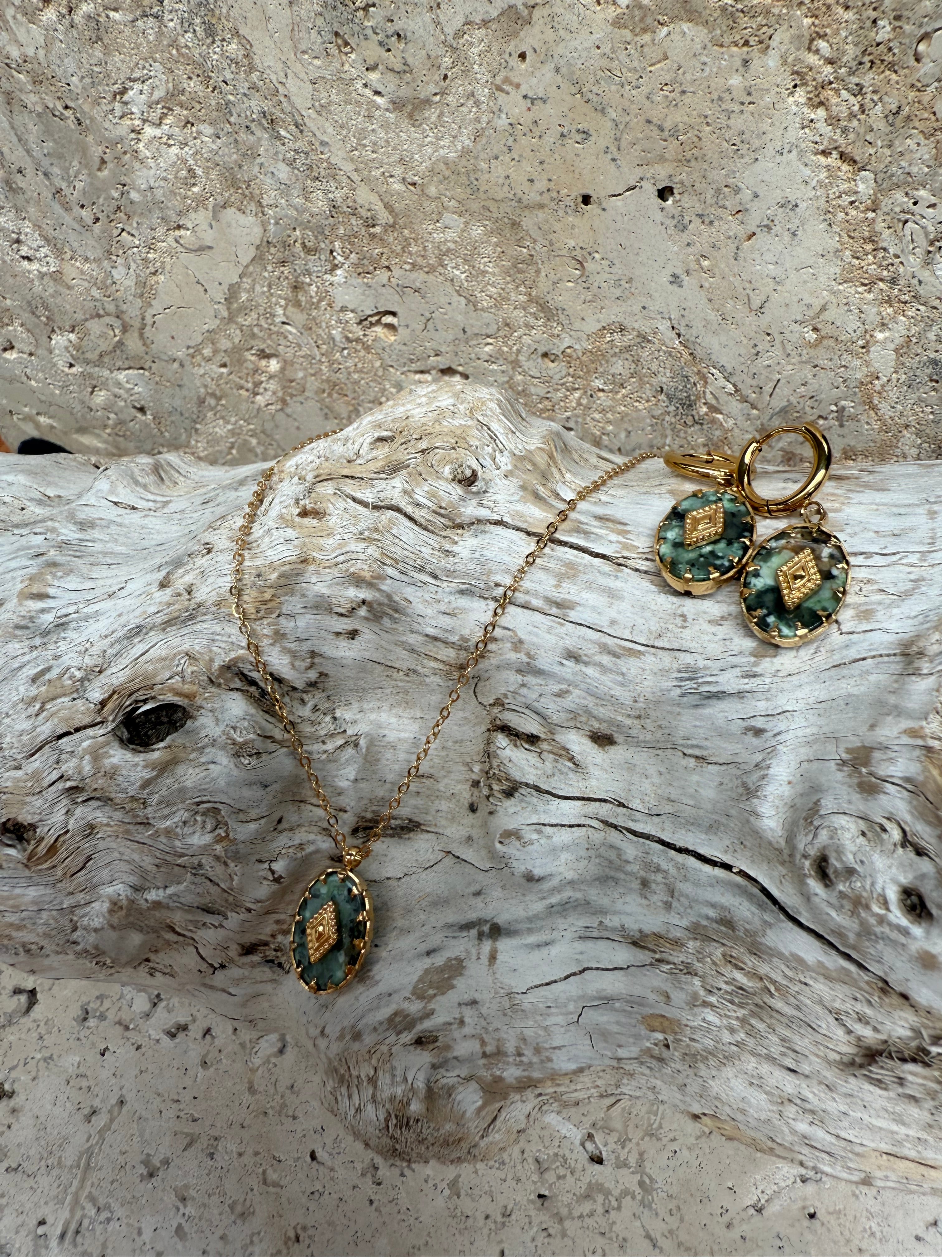 Green Stone Earrings