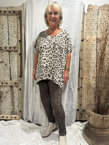 Alisa Fine knit stretch cord pants with ribbon detail