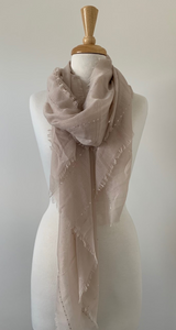 Scarf. Sequin Thread. Beige