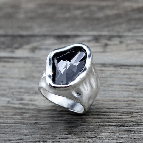 Jewellery - Ring - Silver Smokey Grey Stone.