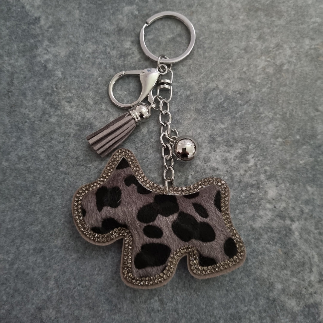 Key Rings - Charcoal Cheetah Print Dog