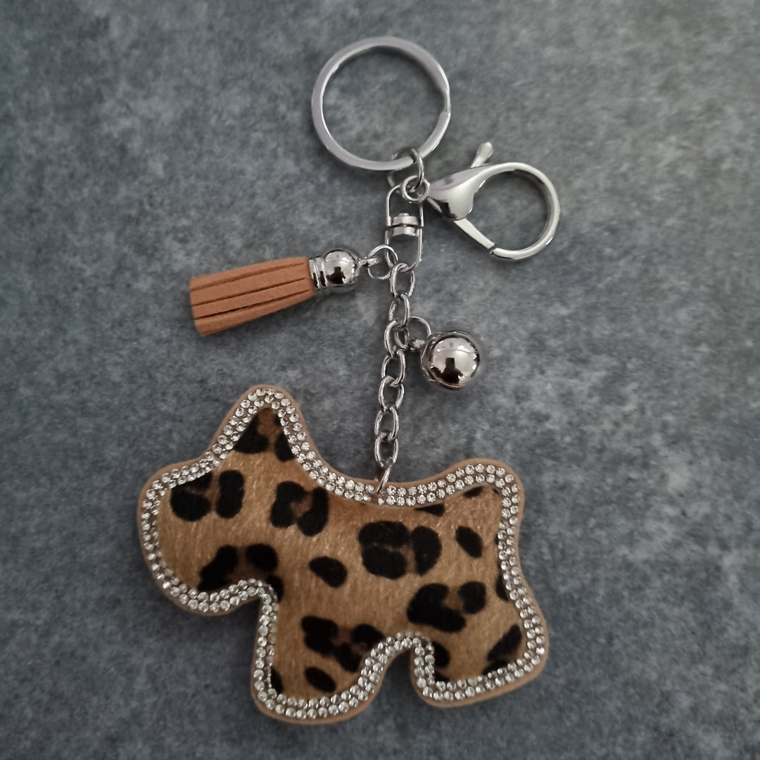 Key Rings - Tan Cheetah Print Dog