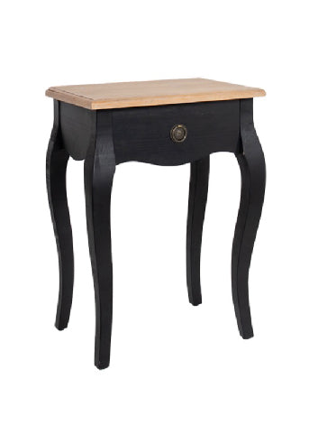 Furniture - Side Table - Black w Wooden Top (CLICK & COLLECT ONLY)